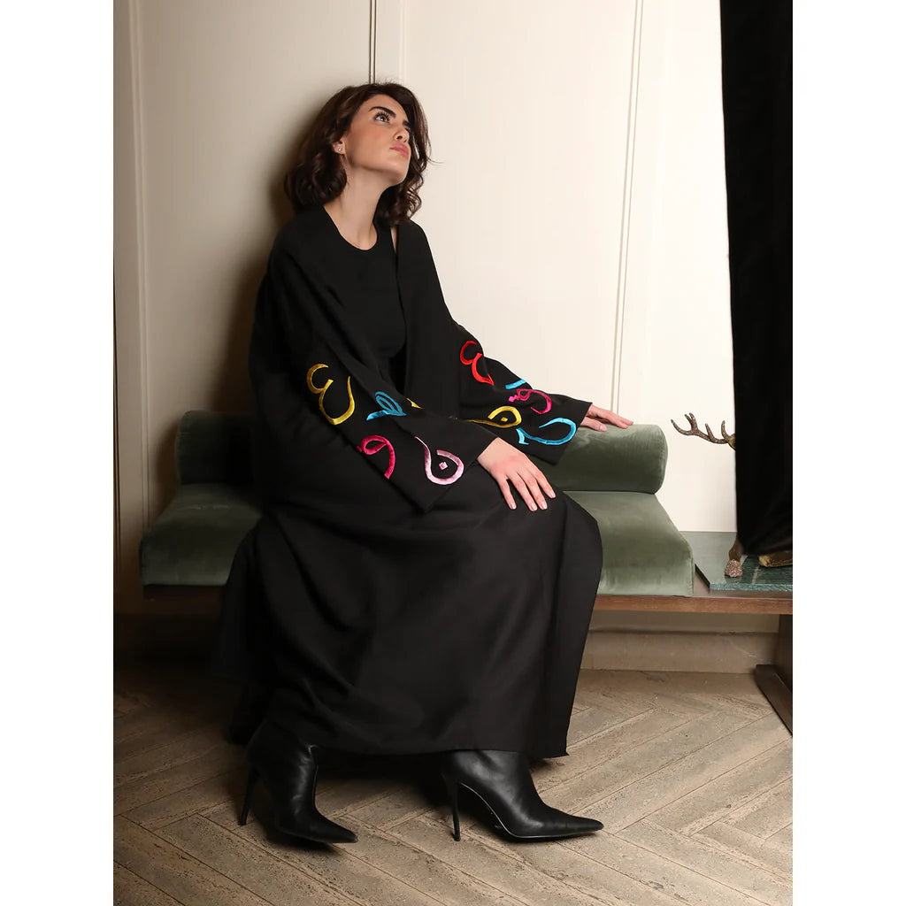 Colored Arabic Letters Abaya – Artistic Luxury Gift