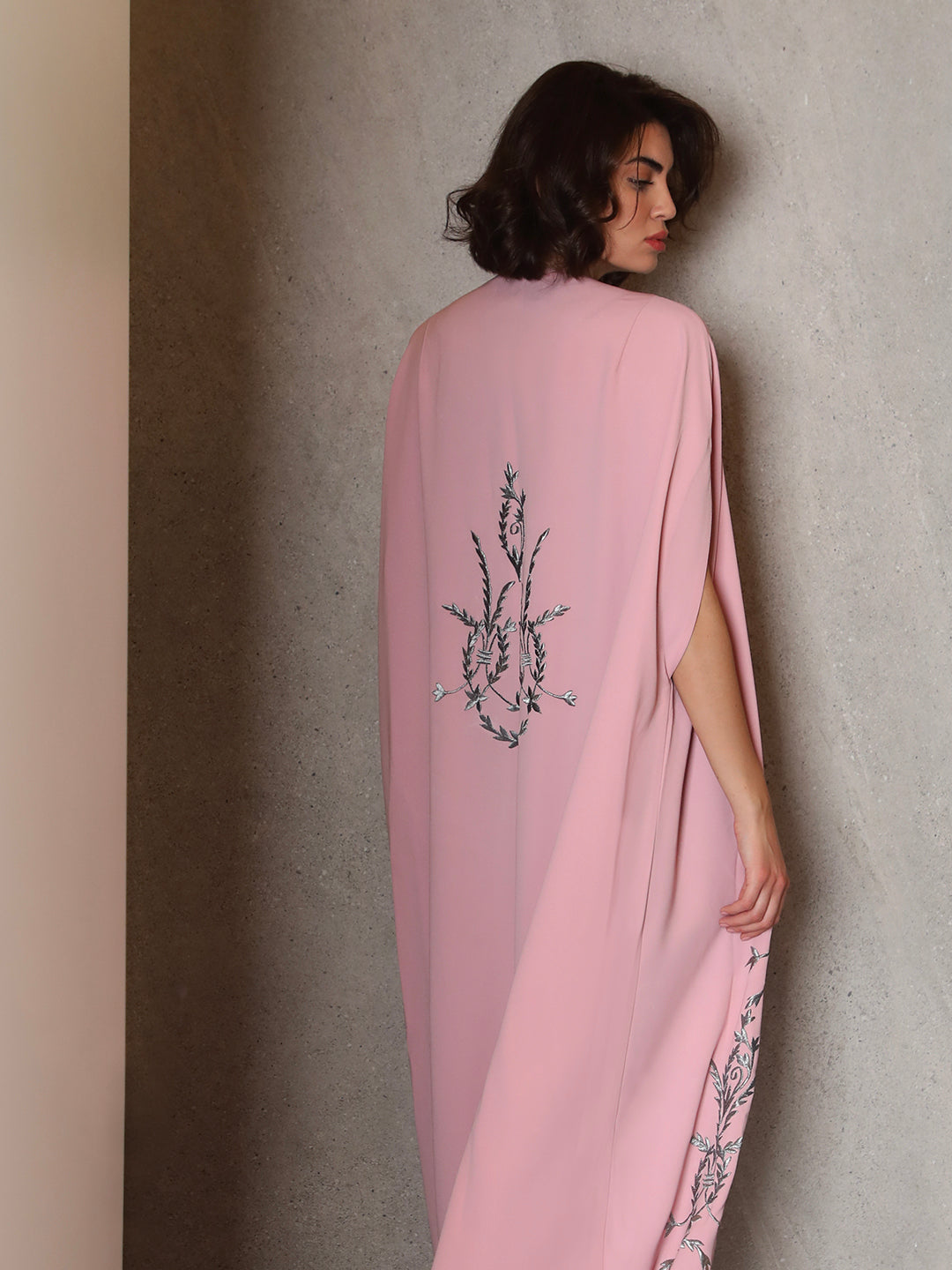 Silver Stems Pink Abaya by Mouftah El Chark product photo 2