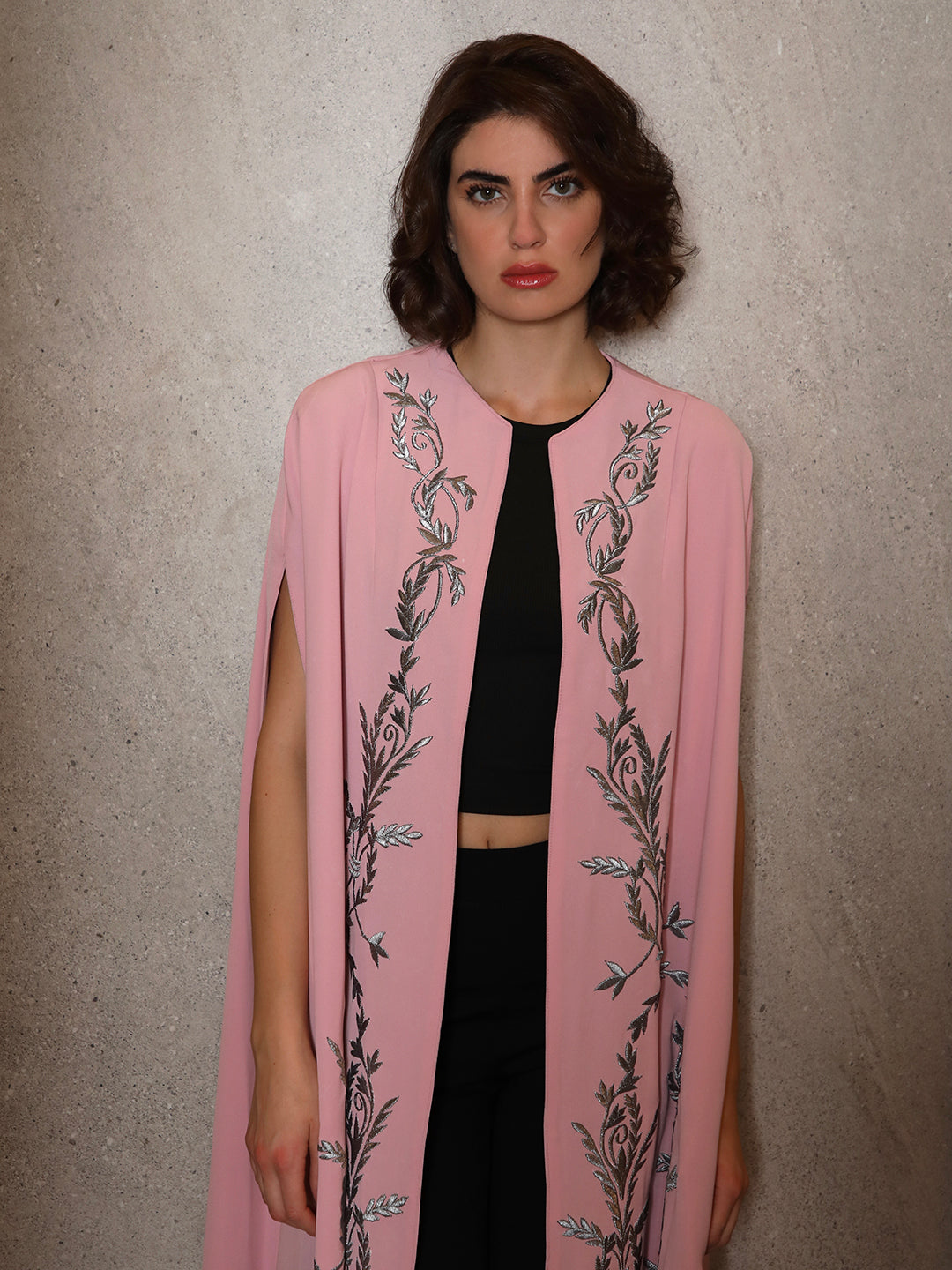 Silver Stems Pink Abaya by Mouftah El Chark product photo 3