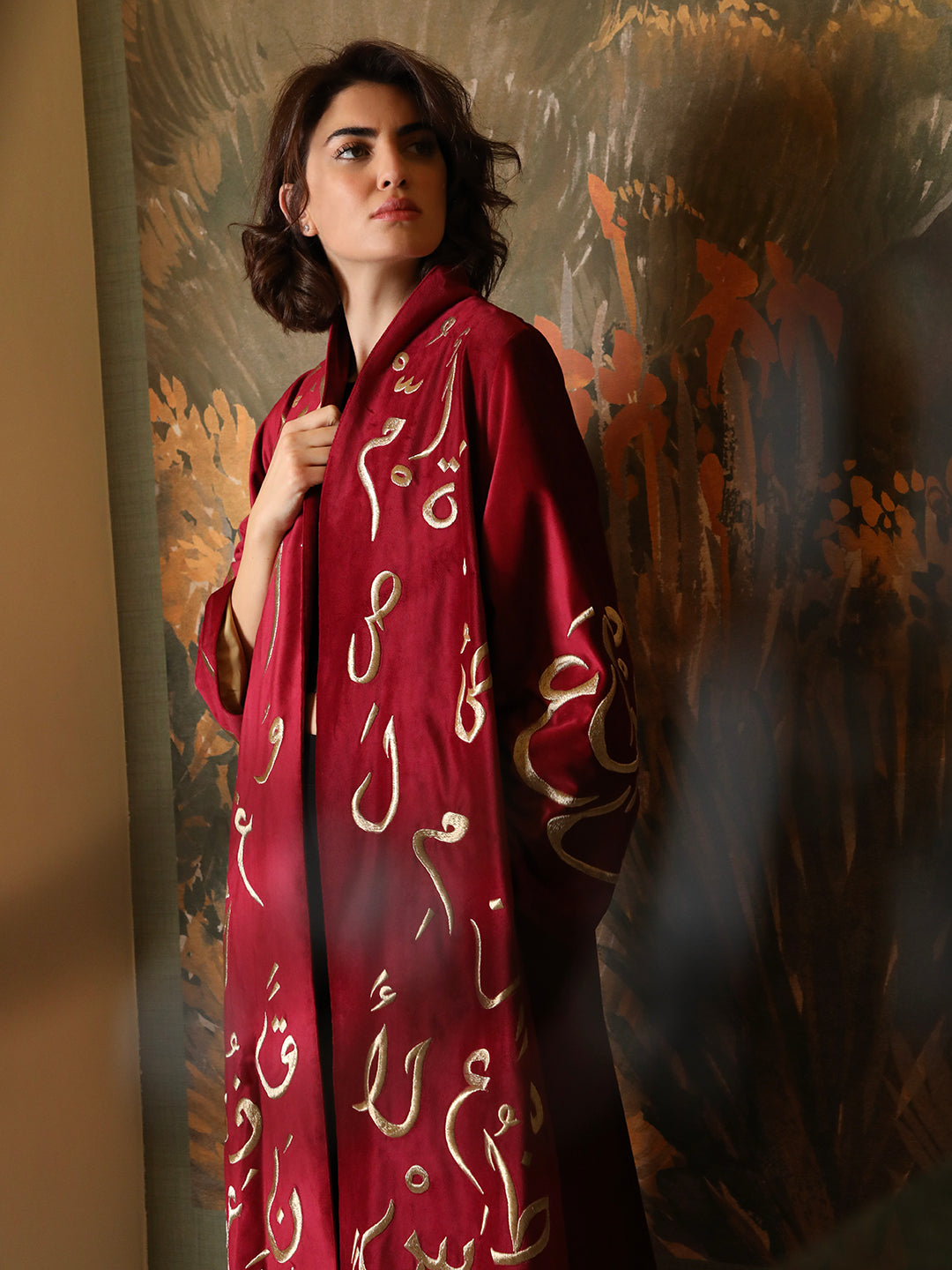 Arabic Mandala Burgundy Abaya by Mouftah El Chark product photo 3