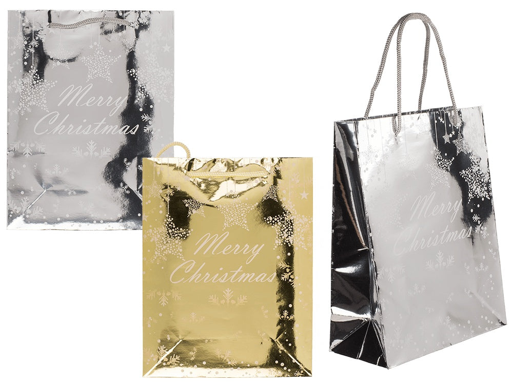 Glossy Christmas paper gift bags, small size