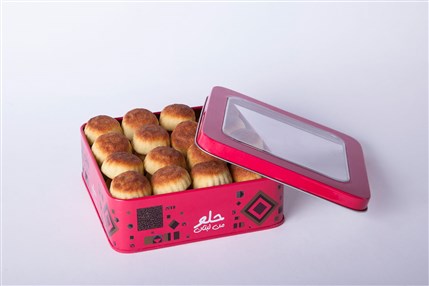 Lebanese date maamoul cookies in elegant tin box by Douaihy Sweets