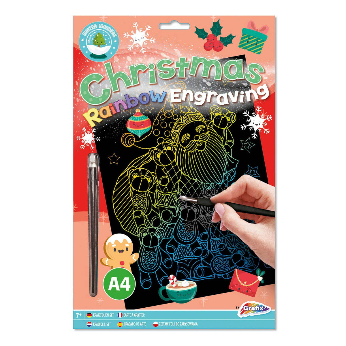 Christmas rainbow scratch art engraving sheet