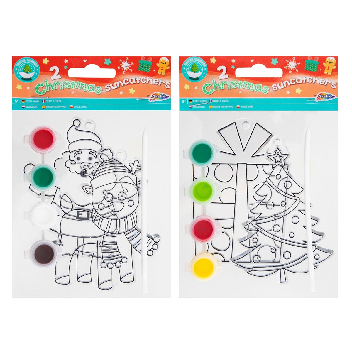 Christmas suncatcher painting set with paints and brush