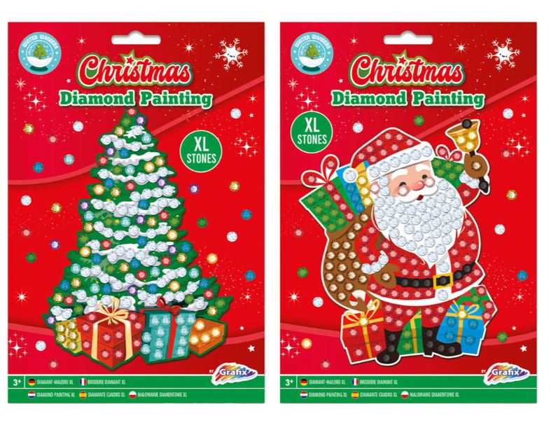 Christmas diamond painting kits with tree and Santa designs