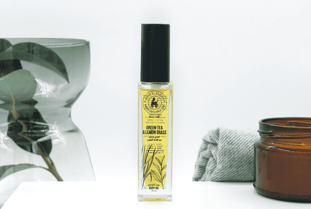 Khan Al Saboun green tea and lemon grass body oil 40ml natural refreshing skincare product