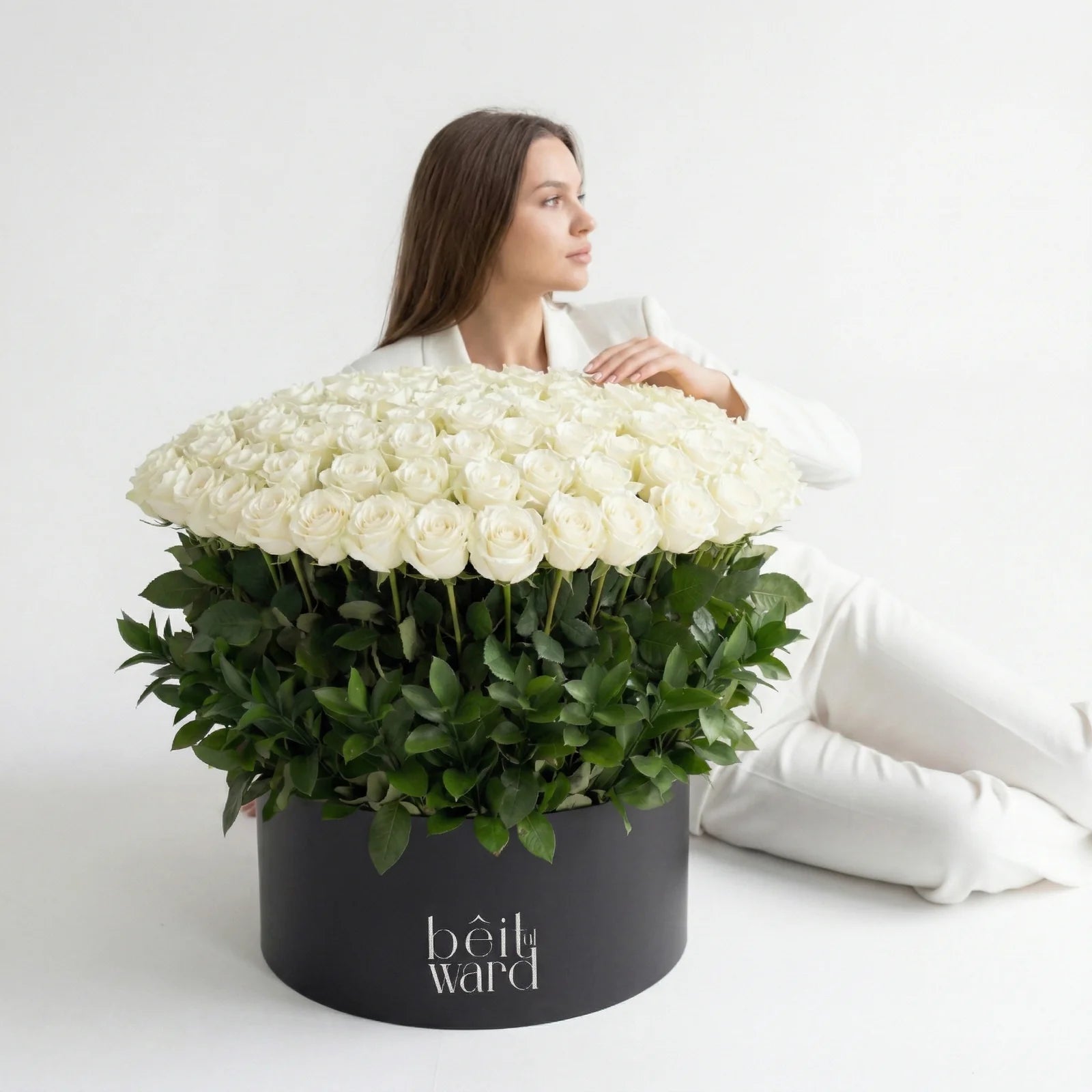 luxury white roses arrangement large bouquet Lebanon flower delivery