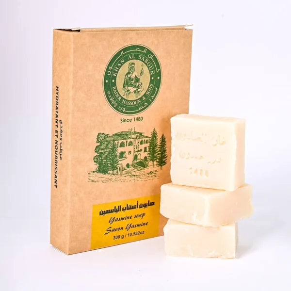 Khan Al Saboun jasmine herbal soap packet with natural ingredients packaging