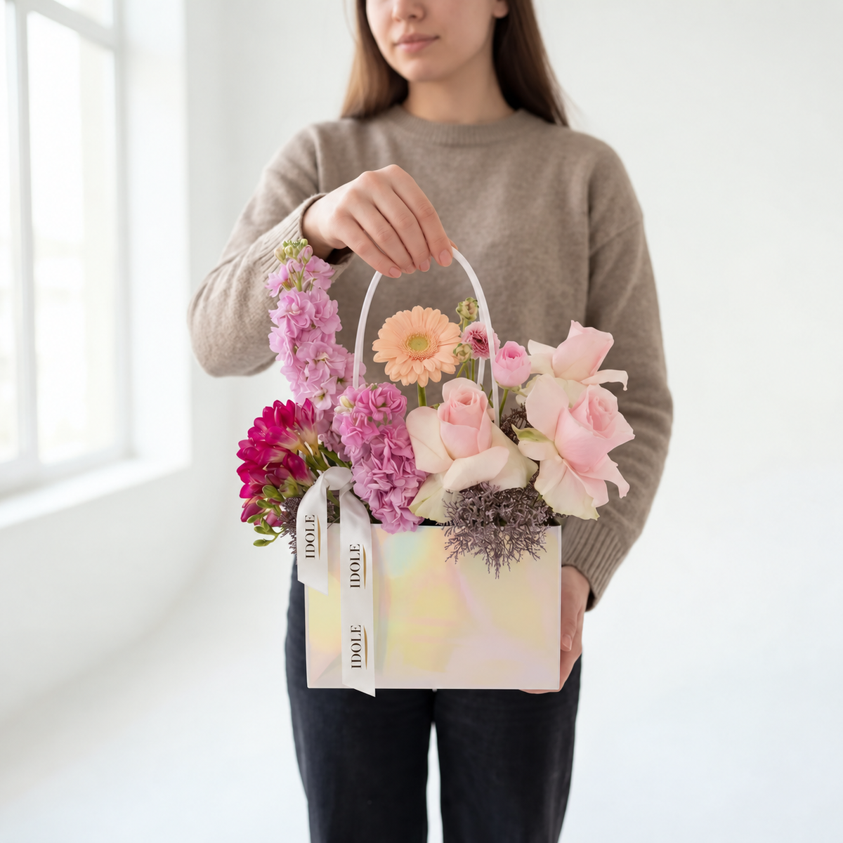 Pastel Skies Medium Flower Bag | Fresh Flowers Delivery Lebanon by Fleurs De La Sagesse