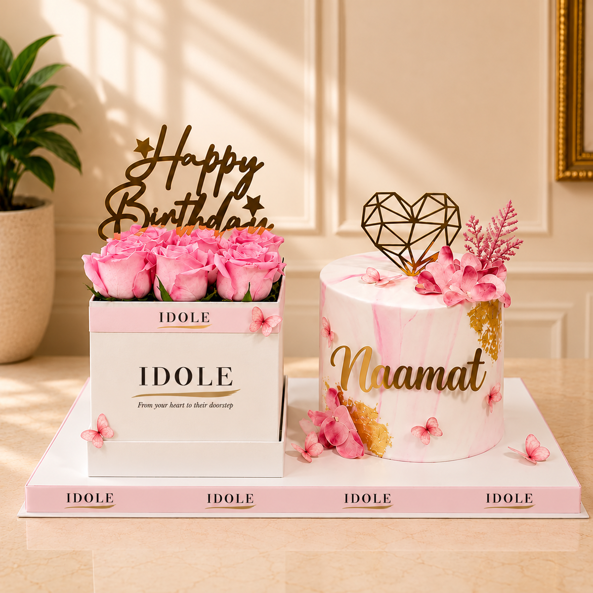 Roses & Wishes – Cake and Flower Box Bundle