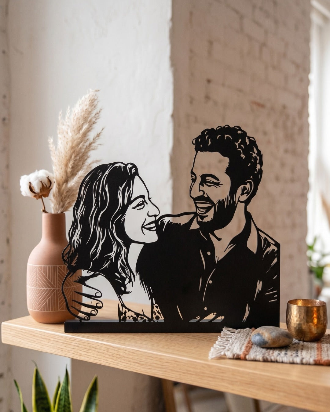 Personalized black steel portrait handcrafted from a custom photo by Portret Lebanon with luxury gift-ready packaging.