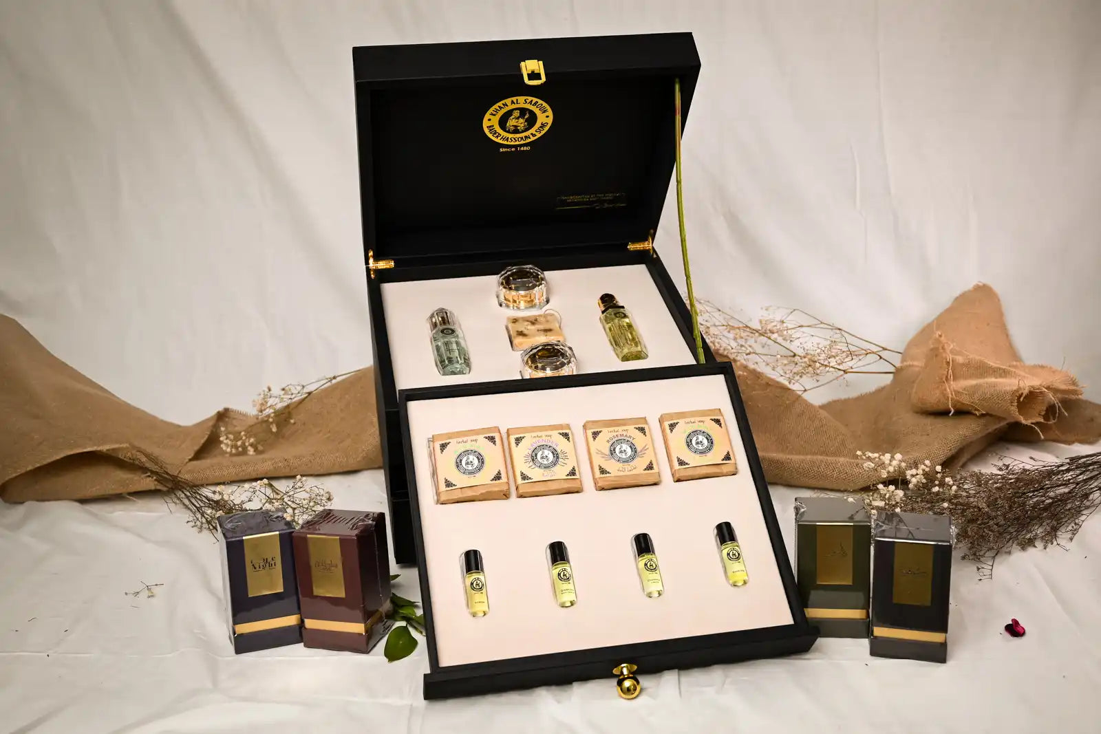 Black Luxurious 3-Drawer Gift Box – Khan Al Saboun by Khan Al Saboun