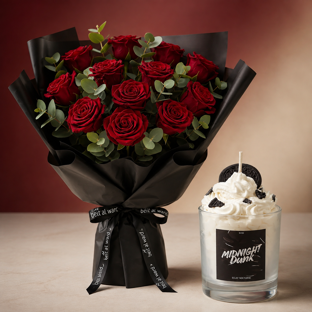 Love After Dark Roses & Candle Gift Bundle by Idole Lebanon LLC