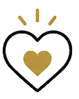 Heart shape with a gold center and black outline on a white background