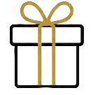 Gift box icon with a gold ribbon on a white background