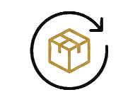 Icon of a box with a circular arrow, symbolizing recycling or reusing.