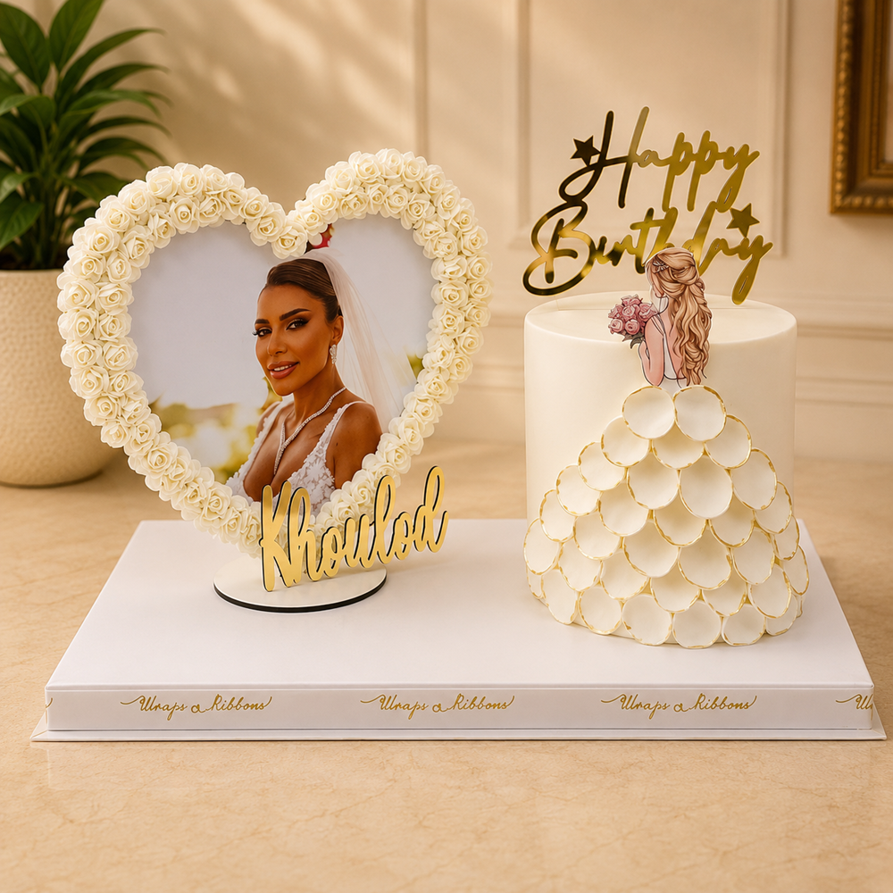 Bridal Blossom – Flower Heart Frame & Cake Gift Set
